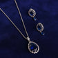 Navy Blue Natural Stone Silver - Jewelry Set