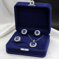 Navy Blue Natural Stone Silver - Jewelry Set Of 3