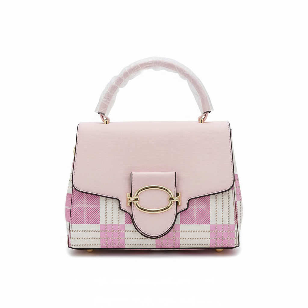 Checkered Mini Top Handle Handbag – ELORE Luxury Structured Purse for Women