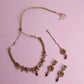 PJ-121 - Premium Gold Pearl & Flowers Maroon Diamonds - Jewelry Set