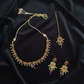 PJ-126 - Premium Gold Maroon Pearl & Diamonds Flowers - Jewelry Set
