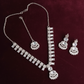 PJ-115 - Zircon Diamonds Mala Silver - Jewelry Set