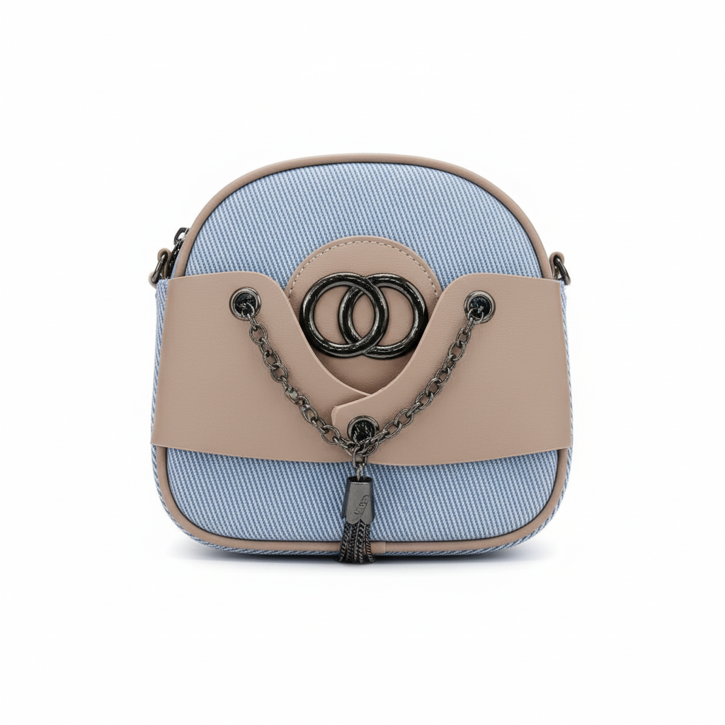 ELORE Luxury Mini Chain Lock Crossbody Bag – Premium Fabric & Vegan Leather Shoulder Bag for Women