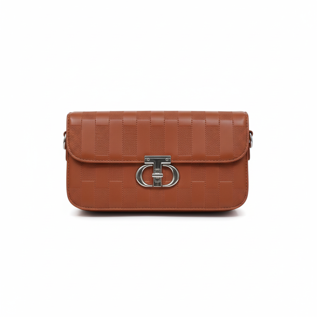 Striped Lock Shoulder Bag for Women