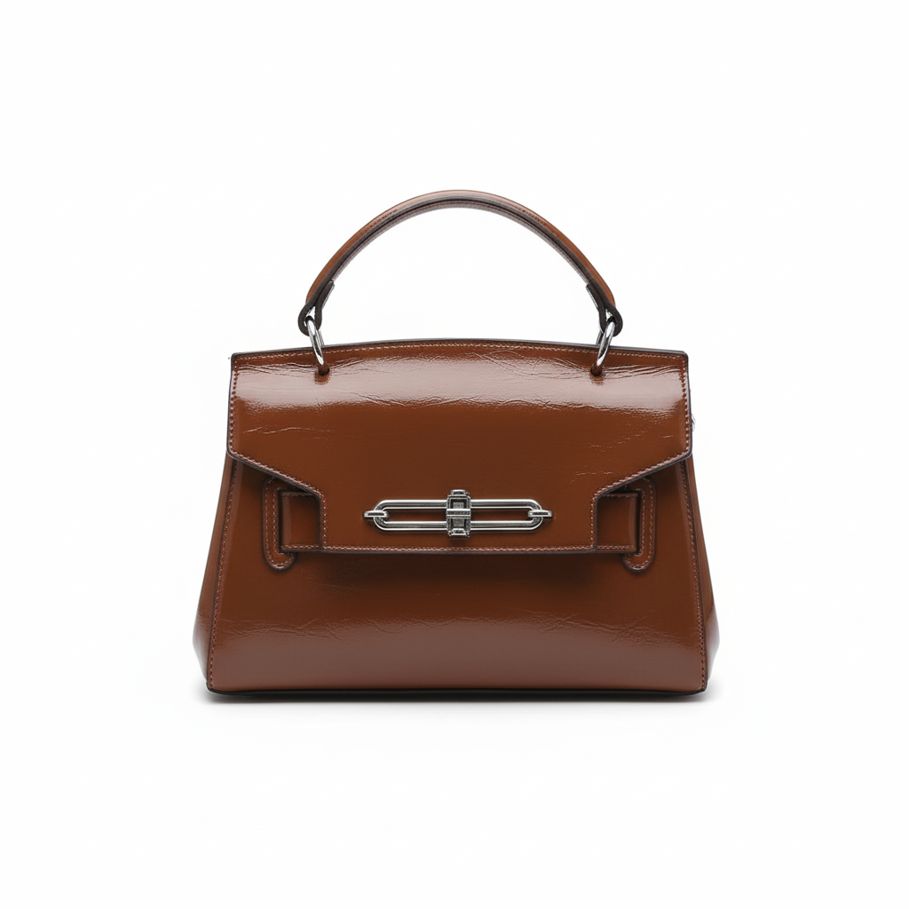 ELORE Luxury Metal Lock Top Handle Handbag – Premium Vegan Leather Women's Designer Bag