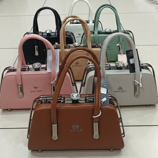 ELORE Structured Crystal-Handle Satchel Bag