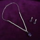 PJ-139 - Crystal Purple Natural Stone Square Diamonds Silver - Jewelry Set Of 2