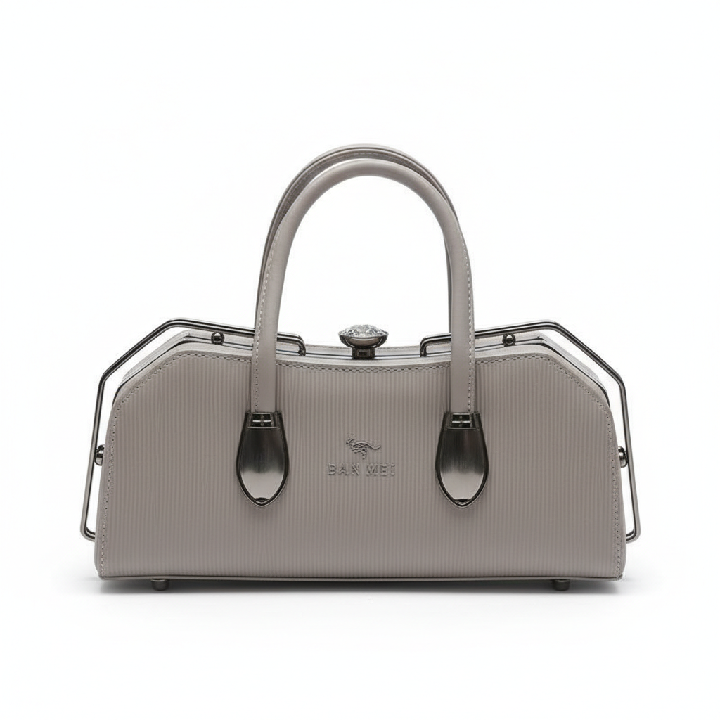 ELORE Metal-Frame Bar Satchel Bag (Top Handle)