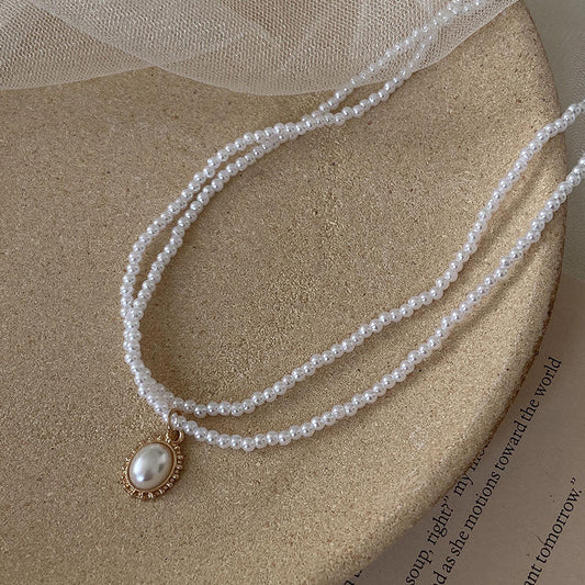 UNI-10094-1 - Double Layer Pearls - Necklace