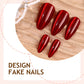 N-198 - Deep Red Shiny - Press On Nail Set Of 24 - Free Nail Kit Included