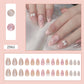 N-258 - Pastel Pink Bow - Press On Nail Set Of 24 - Free 24 Pcs Sticker Sheet Included