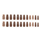 Caramel Chocolate Flower - Press On Nail Set Of 24 - Free 24 Pcs Sticker Sheet Included