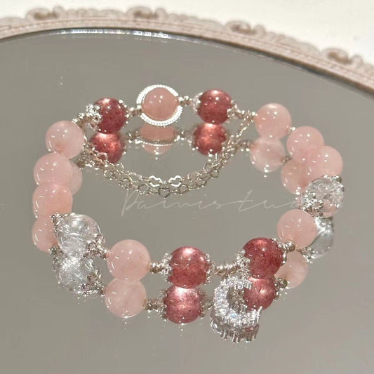 UNI-11989 - Moon & Silver Chain Beaded Stone - Bracelet