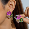 UNI-10145-3 - Multi Flowers Gold - Earring