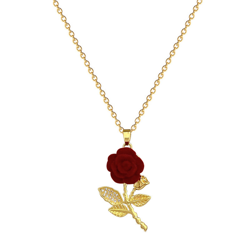 SS-12066 - Luxury Red Rose Gold - Necklace