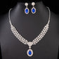 UNI-11943 - Premium Blue & White Diamonds Silver - Jewelry Set
