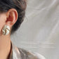 UNI-12142- Classy White Oval Gold Foil - Earring
