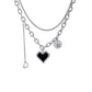 UNI-11963 -Black Heart Double Layer Chain - Necklace