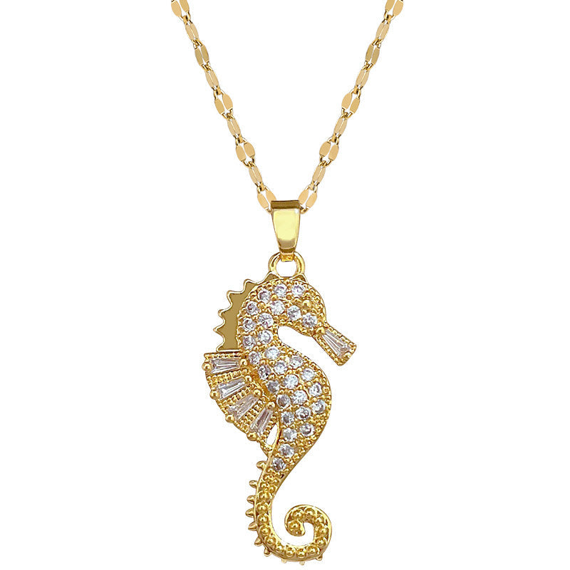 SS-12081 - Luxury Gold Sea Horse - Necklace