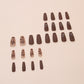 Caramel Chocolate Flower - Press On Nail Set Of 24 - Free 24 Pcs Sticker Sheet Included