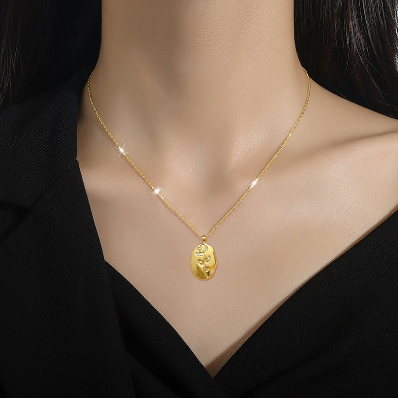SS-12061 - Gold Plated Rose - Necklace