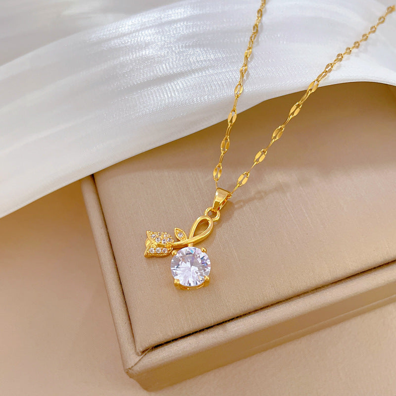 SS-12080 - Luxury Gold Flower Diamond - Necklace