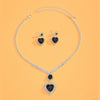 UNI-11945 - Black Heart Diamonds Silver - Jewelry Set