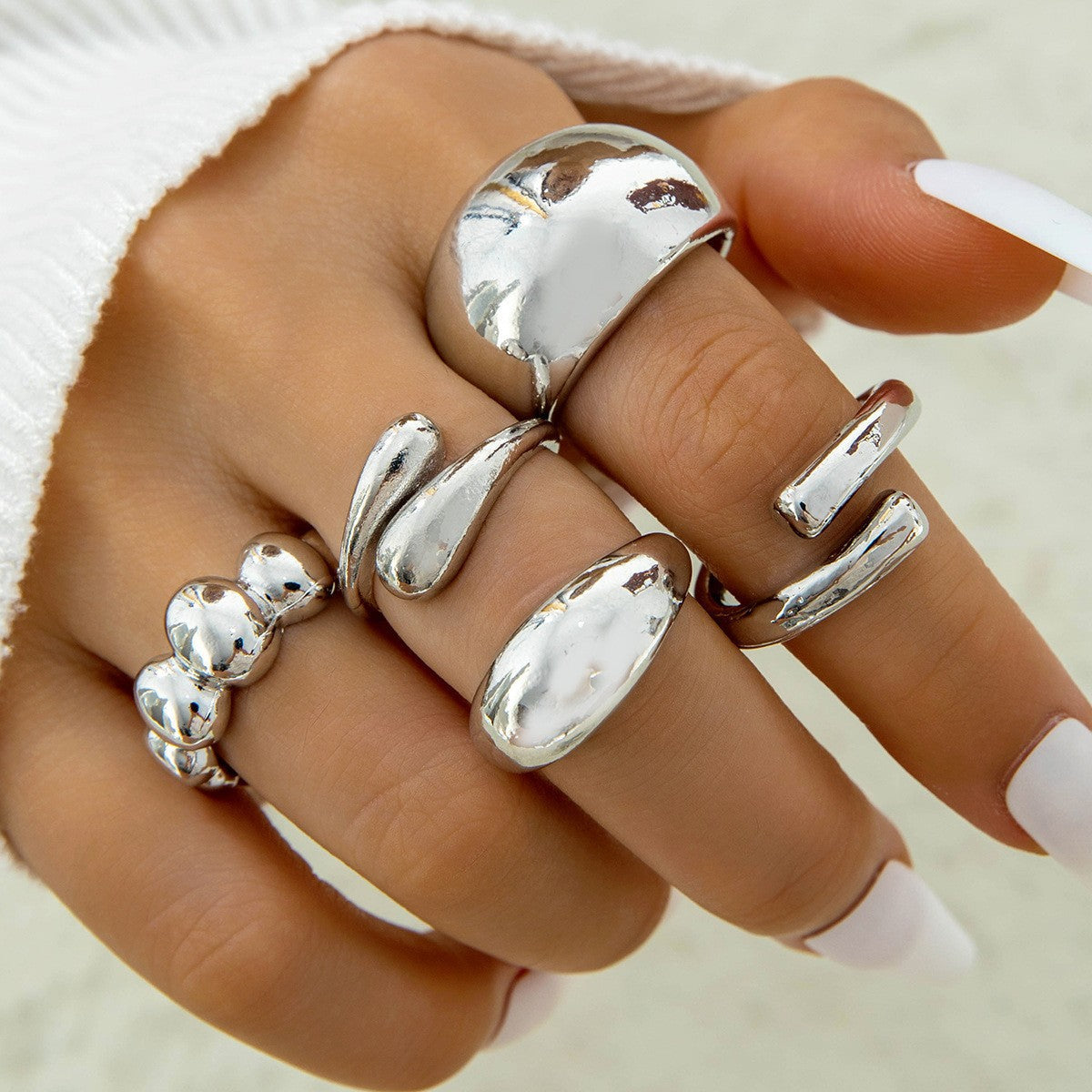 UNI-11115-17 - Premium Silver Foiled - Ring Set Of 5