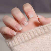 N-271 - White & Soft Pink - Press On Nail Set Of 24 - Free 24 Pcs Sticker Sheet Included