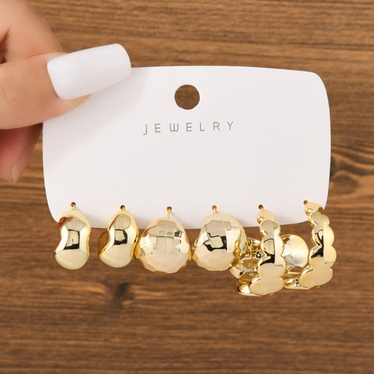 UNI-12022 - Gold Foil Series Hoop - Earrings Set Style 4