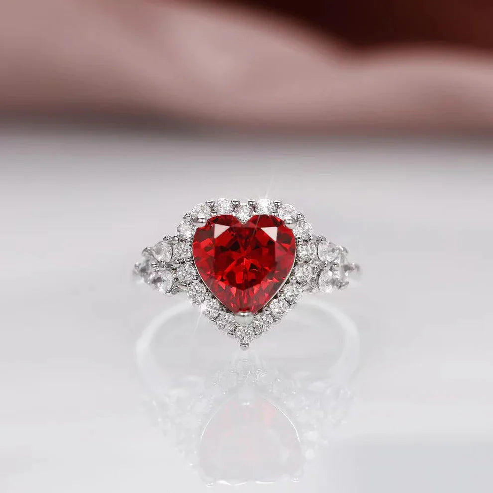 UNI-11039-3 - Heart Red Maroon Dimond - Ring