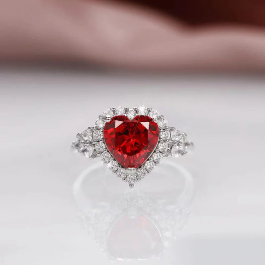 UNI-11039-3 - Heart Red Maroon Dimond - Ring