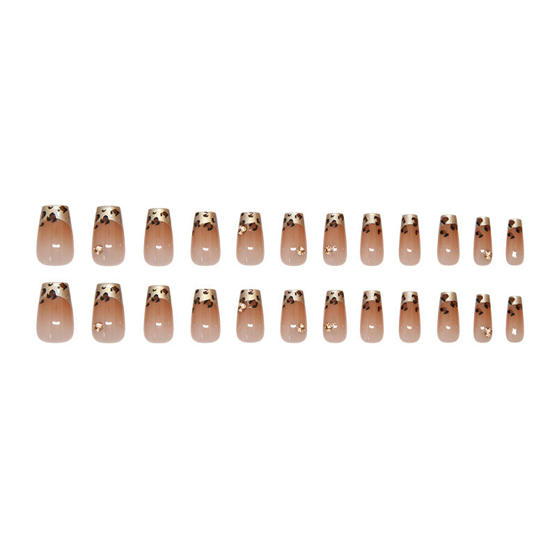 Leopard Brown - Press On Nail Set Of 24 - Free 24 Pcs Sticker Sheet Included
