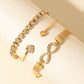 UNI-10162 -Infinity Gold Diamonds Bangle & Bracelet Set Of 3