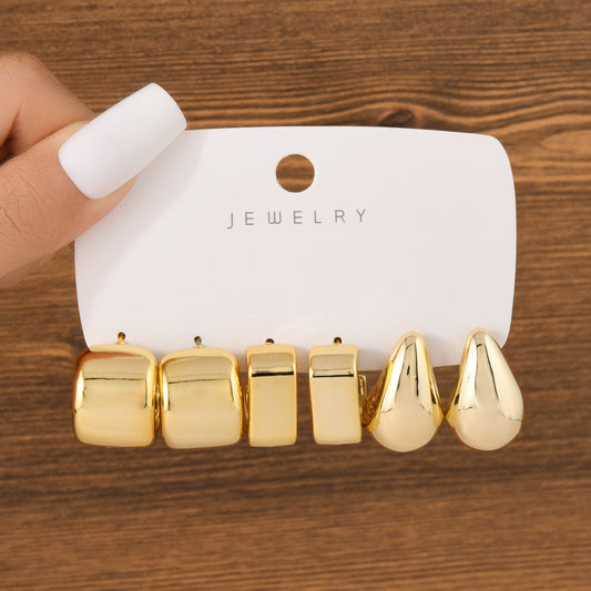 UNI-12027 - Gold Foil Series Hoop - Earrings Set Style 7