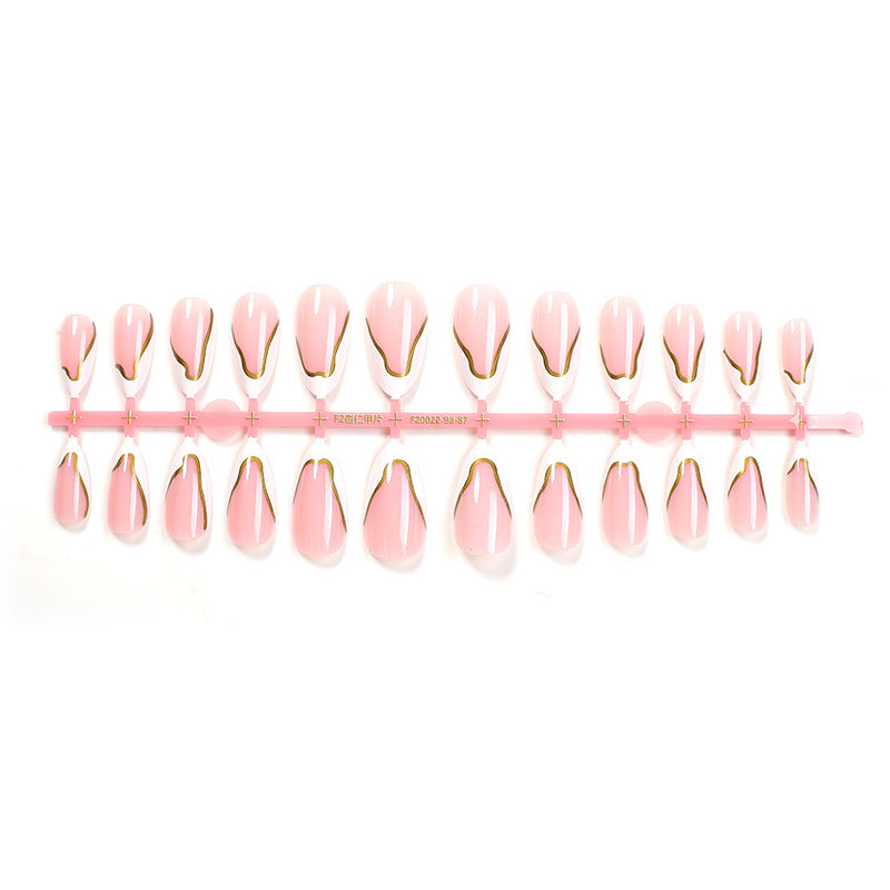 N-207 -Marbled Foiled - Press On Nail Set Of 24 - Free Nail Kit Included