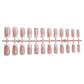 N-214 - Fancy Pink - Press On Nail Set Of 24 - Free Nail Kit Included