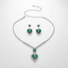 UNI-11946 - Green Heart Diamonds Silver - Jewelry Set