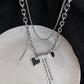 UNI-11963 -Black Heart Double Layer Chain - Necklace