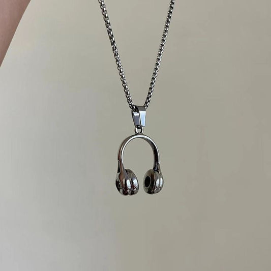 UNI-11984 - Music Headphone Silver - Necklace