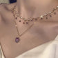 UNI-11983 - Premium Purple Diamonds & Heart Gold - Necklace Set Of 2