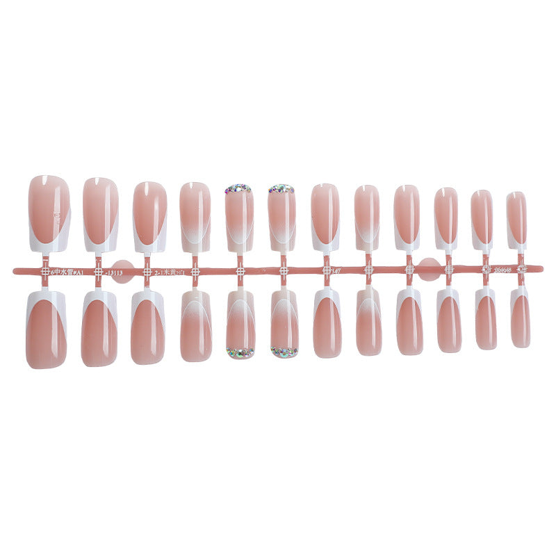 N-214 - Fancy Pink - Press On Nail Set Of 24 - Free Nail Kit Included