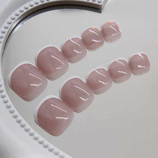 N-286 - Simple French - Toenail Set Of 24- Free 24 Pcs Sticker Sheet Included