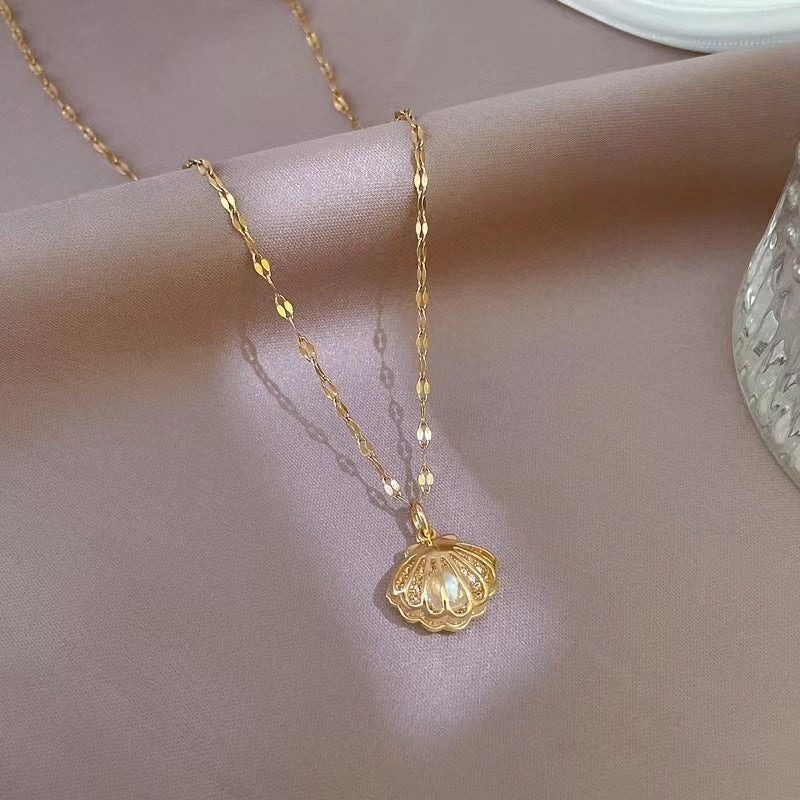 UNI-11022 - Pearl Sea Shell Gold - Necklace