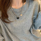 UNI-11963 -Black Heart Double Layer Chain - Necklace