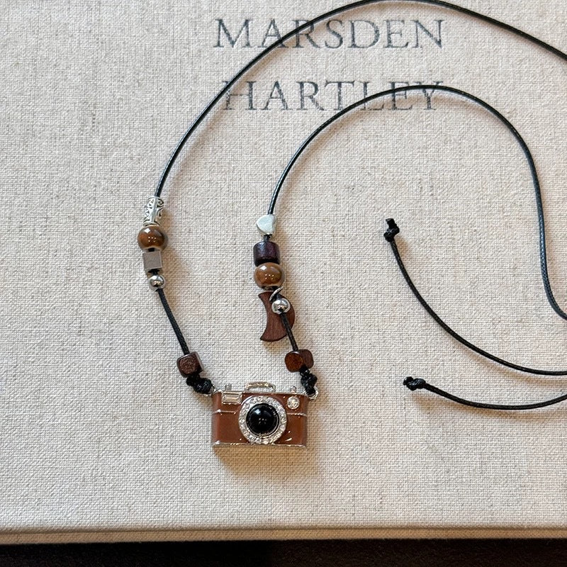 UNI-11985 - Retro Camera & Vintage Stones - Necklace