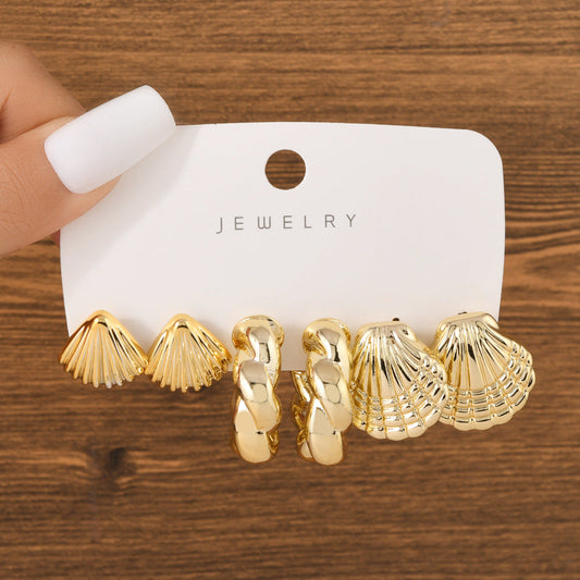 UNI-12036 - Gold Foil Series Hoop - Earrings Set Style 16