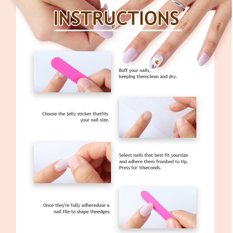 N-209 - Flower & Cheetah Print - Press On Nail Set Of 24 - Free Nail Kit Included