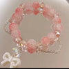 UNI-11993 -Pink Pastel Bow Beaded Stone - Bracelet