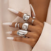 UNI-11115-23 - Luxury Geometric Silver - Ring Set Of 5